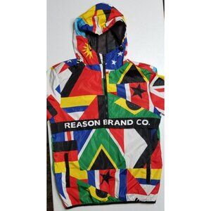 Reason Brand Co. Retro Style Abstract Print Windbreaker Quarter Zip Men's Medium